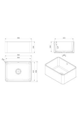 Ausmann Ceramic Mira Chiuvetă Ceramică Albă - Montare sub blatul și semi-încastrată 590 x 458 mm cu dop din inox 1208970733
