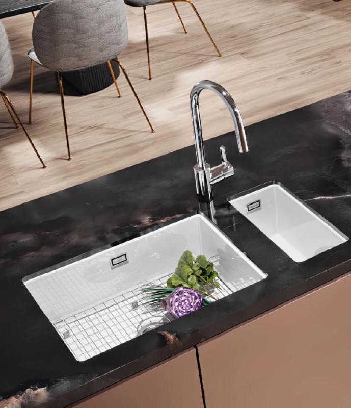 Ausmann Ceramic Ember Ceramică Albă jumătate de chiuvetă montaj pe blat și sub blat 174 x 400 mm cu dop din inox 1208970734