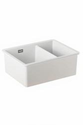 Ausmann Ceramic Ember Chiuvetă Ceramică Albă cu O cuvă și jumătate, montare deasupra și dedesubt, 535 x 400 mm, cu dopuri din inox 1208970735