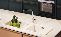 Ausmann Ceramic Ember Chiuvetă Ceramică Albă cu O cuvă și jumătate, montare pe blat și sub blat 495 x 370 mm cu dopuri din inox 1208970736