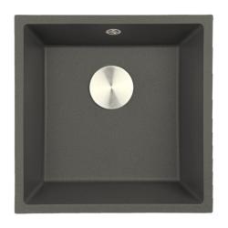 GraniteMy Universal Granit Gri, închis la culoare Chiuvetă 40x40 cm Montare deasupra, sub și nivel cu suprafața cu Plug din oțel inoxidabil 1208970742