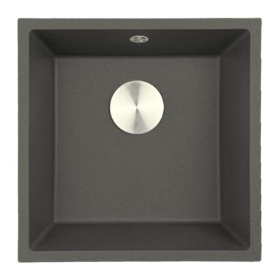 GraniteMy Universal Granit Gri, închis la culoare Chiuvetă 40x40 cm Montare deasupra, sub și nivel cu suprafața cu Plug din oțel inoxidabil 1208970742