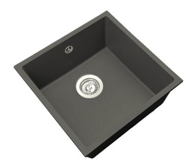 GraniteMy Universal Granit Gri, închis la culoare Chiuvetă 40x40 cm Montare deasupra, sub și nivel cu suprafața cu Plug din oțel inoxidabil 1208970742