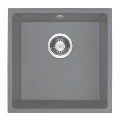 Chiuveta universală GraniteMy din granit gri 40x40 cm Suprafață, Montare sub blat și Montare la nivel cu Plug din oțel inoxidabil 1208970743
