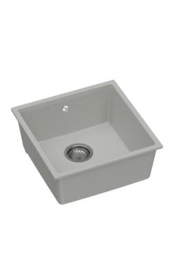 Chiuveta universală GraniteMy din granit gri 40x40 cm Suprafață, Montare sub blat și Montare la nivel cu Plug din oțel inoxidabil 1208970743