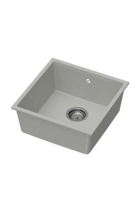 Chiuveta universală GraniteMy din granit gri 40x40 cm Suprafață, Montare sub blat și Montare la nivel cu Plug din oțel inoxidabil 1208970743