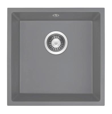 Chiuveta universală GraniteMy din granit gri 40x40 cm Suprafață, Montare sub blat și Montare la nivel cu Plug din oțel inoxidabil 1208970743
