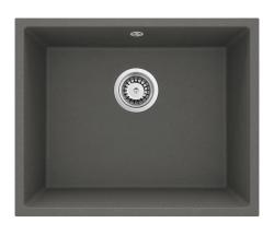 GraniteMy Universal Granit Gri, întunecat Chiuvetă 50x40 cm Montare deasupra, montare dedesubt și montare la nivel cu Pluga din Oțel Inoxidabil 1208970744
