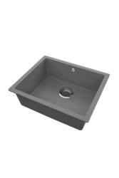 GraniteMy Universal Granit Gri, întunecat Chiuvetă 50x40 cm Montare deasupra, montare dedesubt și montare la nivel cu Pluga din Oțel Inoxidabil 1208970744