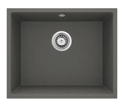 GraniteMy Universal Granit Gri, întunecat Chiuvetă 50x40 cm Montare deasupra, montare dedesubt și montare la nivel cu Pluga din Oțel Inoxidabil 1208970744