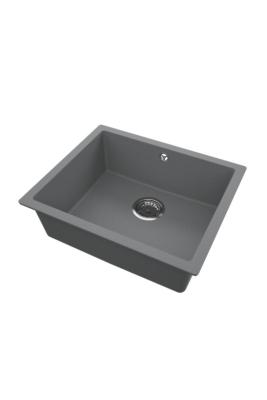 GraniteMy Universal Granit Gri, întunecat Chiuvetă 50x40 cm Montare deasupra, montare dedesubt și montare la nivel cu Pluga din Oțel Inoxidabil 1208970744