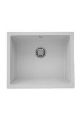 GraniteMy Chiuvetă Universală din Granit Gri 50x40 cm pentru Montare Superioară, Inferioară și la același Nivel cu Plugu din Oțel Inoxidabil 1208970745