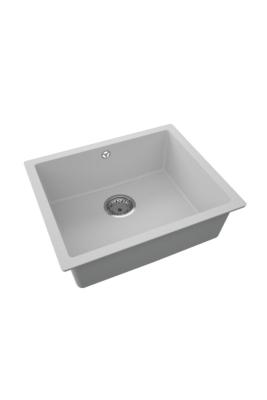 GraniteMy Chiuvetă Universală din Granit Gri 50x40 cm pentru Montare Superioară, Inferioară și la același Nivel cu Plugu din Oțel Inoxidabil 1208970745