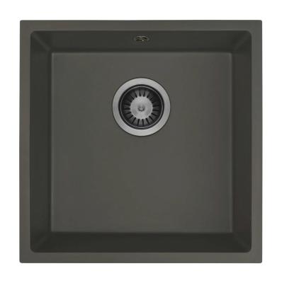 Granitul meu universal, gri închis, Chiuvetă 40x40 cm, Montare superioară, Montare inferioară și Montare la nivel cu Plug metalic Gun 1208970746