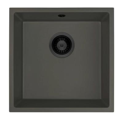GraniteMy Universal Granit Gri, închis la culoare Chiuvetă 40x40 cm Montare deasupra, sub și la nivel cu blatul cu dop negru 1208970747