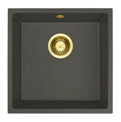GraniteMy Universal Granit Gri, închis Chiuvetă 40x40 cm Montare deasupra, dedesubt și la nivel cu Pluga Aurie 1208970748