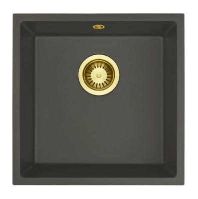 GraniteMy Universal Granit Gri, închis Chiuvetă 40x40 cm Montare deasupra, dedesubt și la nivel cu Pluga Aurie 1208970748
