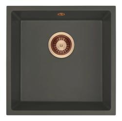 GraniteMy Universal Granit Gri, închis Chiuvetă 40x40 cm Montare deasupra, sub și nivel cu Plug Cupru 1208970749