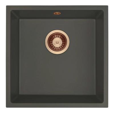 GraniteMy Universal Granit Gri, închis Chiuvetă 40x40 cm Montare deasupra, sub și nivel cu Plug Cupru 1208970749