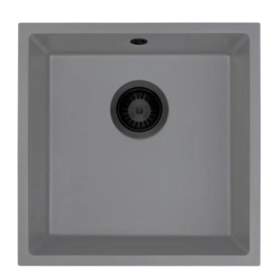 GraniteMy Chiuvetă Universală din Granit Gri, 40x40 cm, de Suprafață, Submontare și Încorporabilă cu Dop Negru 1208970751