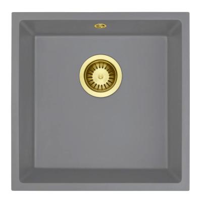 GraniteMy Chiuvetă universală din granit gri 40x40 cm pentru montare superioară, inferioară și la nivel cu dop de aur 1208970752