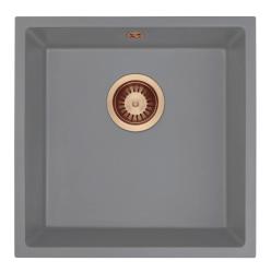 GraniteMy Chiuvetă Universală din Granit Gri 40x40 cm Montare de Sus, Montare de Jos și Montare la Nivel cu Dop de Cupru 1208970753