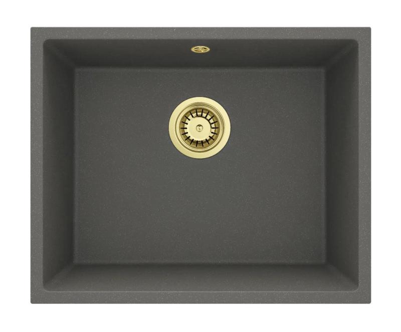 GraniteMy Universal Granit Gri, închis la culoare Chiuvetă 50x40 cm Montare superioară, inferioară și la nivel cu Plug de Aur 1208970756