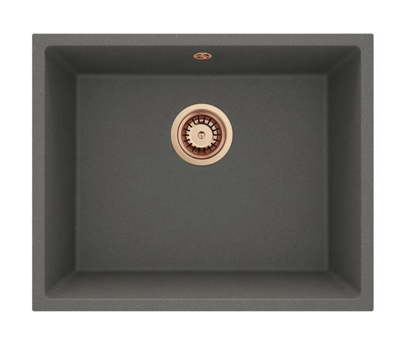 GraniteMy Universal Granit Gri, închis la culoare Chiuvetă 50x40 cm Montare deasupra, dedesubt și montare la nivel cu dop de cupru 1208970757