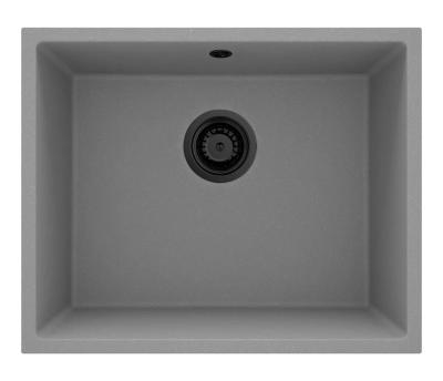 GraniteMy Chiuvetă Universală din Granit Gri, 50x40 cm, de Suprafață, Submontare și Integrată cu Dop Negru 1208970759