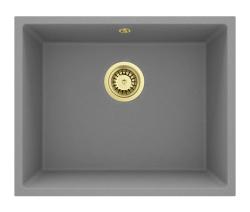 GraniteMy Chiuvetă Universală din Granit Gri, 50x40 cm, Montare de Suprafață, Submontare și Încorporabilă cu Plug de Aur 1208970760