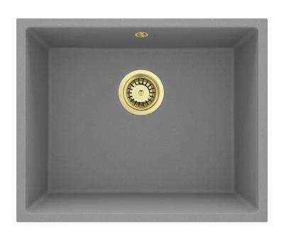 GraniteMy Chiuvetă Universală din Granit Gri, 50x40 cm, Montare de Suprafață, Submontare și Încorporabilă cu Plug de Aur 1208970760