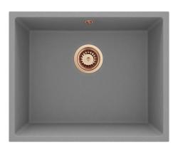 GraniteMy Universal Chiuvetă de granit gri 50x40 cm de suprafață, submontare și montare plată cu dop de cupru 1208970761