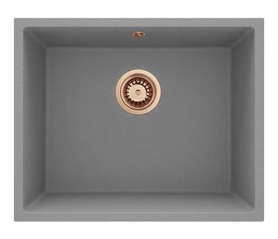 GraniteMy Universal Chiuvetă de granit gri 50x40 cm de suprafață, submontare și montare plată cu dop de cupru 1208970761