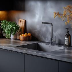 Pure.Sink Prestige Set Combinat Gun metal chiuvetă 50x40 cm cu Robinet de bucătărie Gun metal 1208970763
