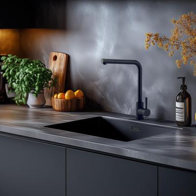 Set de combinare negru pentru chiuvetă 50x40cm cu robinet de bucătărie negru 1208970765
