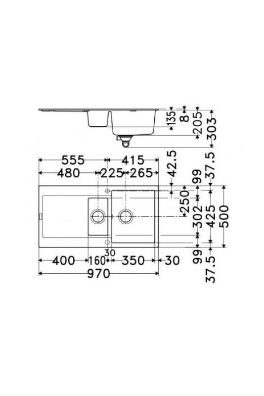 Franke Maris MRG 651 Fragranite Mat Negru 1,5 Chiuvetă 97 x 50 cm Montare cu Zonă de Scurgere 114.0628.993