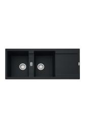 Franke Maris MRG 621 Fragranite Mat Negru Chiuvetă Dublă 116 x 50 cm Montare cu Zonă de Scurgere 114.0628.970