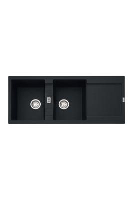 Franke Maris MRG 621 Fragranite Mat Negru Chiuvetă Dublă 116 x 50 cm Montare cu Zonă de Scurgere 114.0628.970