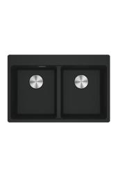 Franke Maris MRG 620 TL Fragranite Mat Negru Dublă Chiuvetă 76 x 50 cm Montare cu Gaură pentru Robinet 114.0668.738