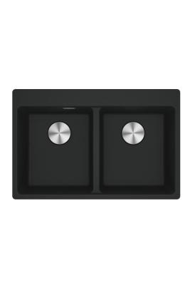 Franke Maris MRG 620 TL Fragranite Mat Negru Dublă Chiuvetă 76 x 50 cm Montare cu Gaură pentru Robinet 114.0668.738