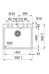 Franke Maris MRG 610-50 TL Fragranite Mat Negru Chiuvetă de Suprafață cu Gaură pentru Robinet 114.0668.630