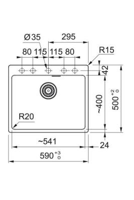 Franke Maris MRG 610-50 TL Fragranite Mat Negru Chiuvetă de Suprafață cu Gaură pentru Robinet 114.0668.630