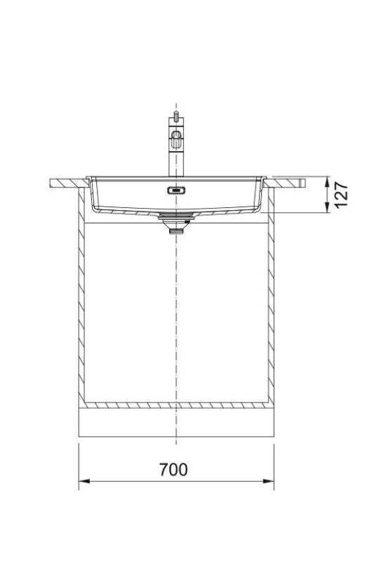 Franke Maris MRG 610-60 Care Fragranite Stone gri Chiuveta superficială pentru persoane cu handicap 635 x 559 mm Montare cu banca de găuri pentru robinet 114.0729.486