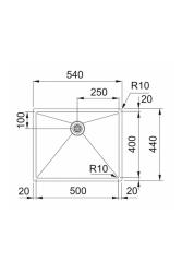 Franke Bolero Plus New R10 B2X 210-50-40 Chiuvetă din oțel inoxidabil pentru instalație la nivel, sub nivel și deasupra nivelului 50x40 cm 127.0728.977