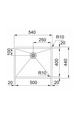 Franke Bolero Plus New R10 B2X 210-50-40 Chiuvetă din oțel inoxidabil pentru instalație la nivel, sub nivel și deasupra nivelului 50x40 cm 127.0728.977