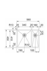 Franke Bolero Plus New R10 B2X 260-34-16 BL 1,5 Chiuvetă din oțel inoxidabil de o jumătate și jumătate Montaj plat, submontaj și supramontaj 56x45 cm 127.0733.339