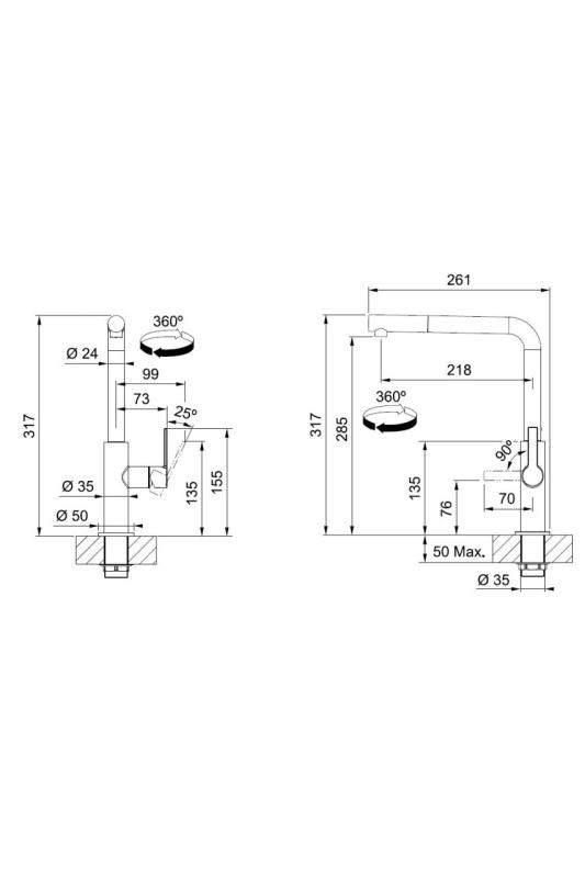 Franke Maris Slim L Robinet de Bucătărie Cromat cu Gură Retractabilă 115.0728.393