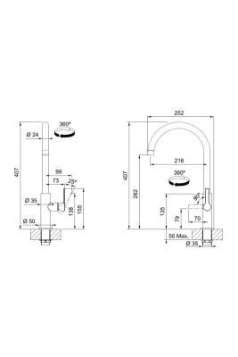 Franke Maris Slim J Baterie de bucătărie cu ieșire rotativă rotundă Crom 115.0728.384