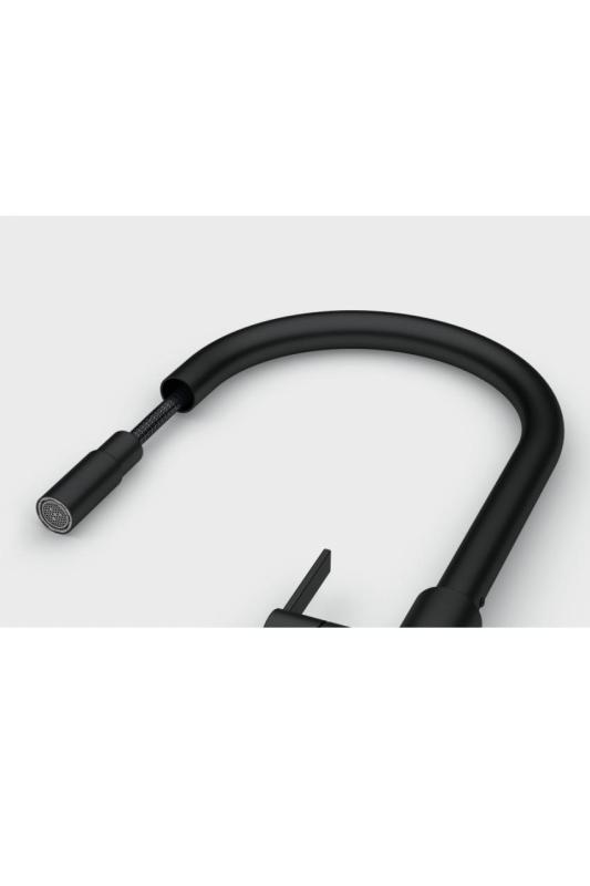 Baterie de Bucătărie Franke Maris Slim J Neagră cu Gura de Scurgere Extensibilă 115.0728.389