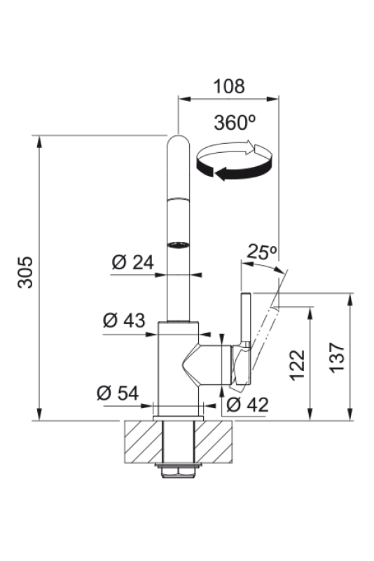 Franke Lina U Baterie de bucătărie Crom Cu bec extensibil 115.0728.476